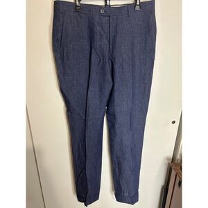 Suitsupply Mens Blue Linen Soho‎ Trousers Dress Pants EU 102 US 36L NEW